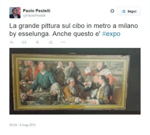 La grande pittura sul cibo in metro a milano by esselunga. Anche questo e' #expo