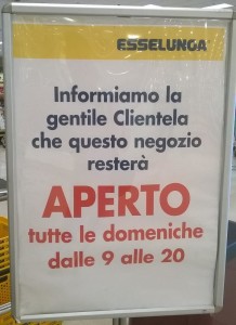 Esselunga aperto domenica