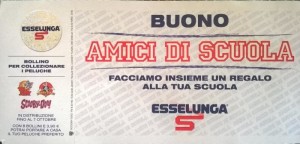 Bollino raccolta peluche esselunga e buono amici di scuola