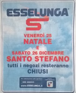 Esselunga chiusa a Natale e Santo Stefano