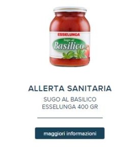 Allerta sanitaria sugo al basilico esselulnga gennaio 2016