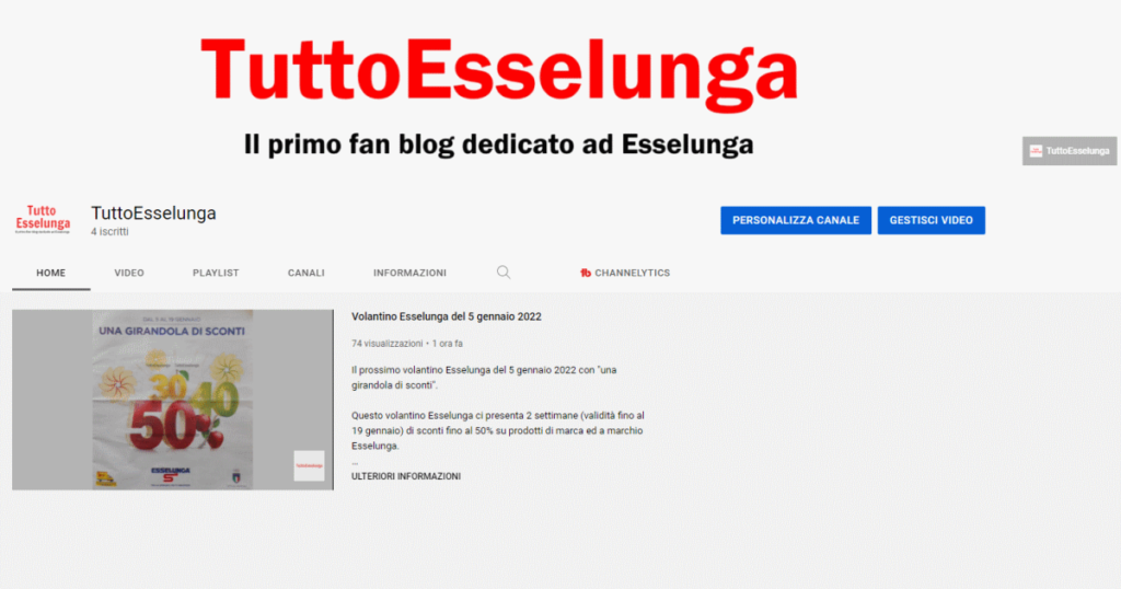 canale Youtube TuttoEsselunga