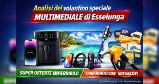 Analisi del volantino speciale multimediale di Esselunga con prodotti tech, TV, piccoli elettrodomestici e riferimento al confronto prezzi con Amazon.