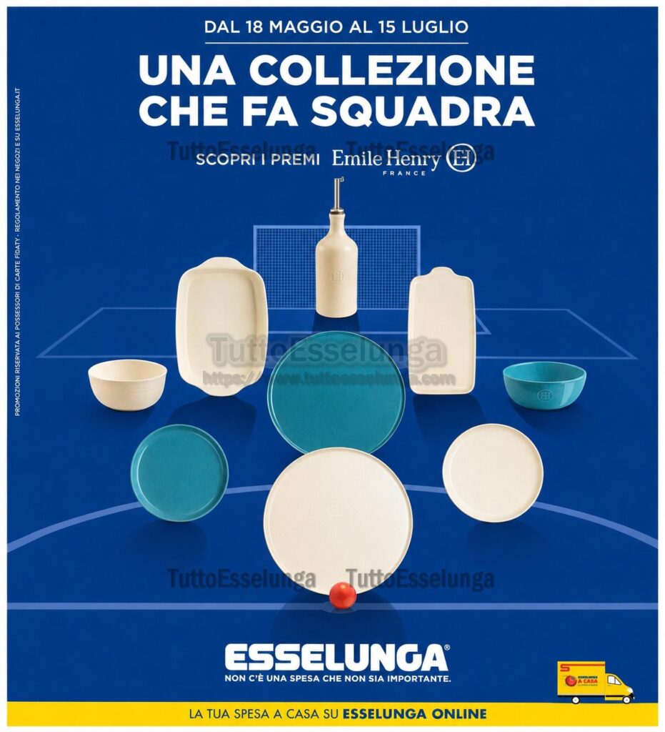Promozione Esselunga Emile Henry dal 18 maggio al 15 luglio 2026 con collezione di ceramiche e bollini digitali Carta Fìdaty