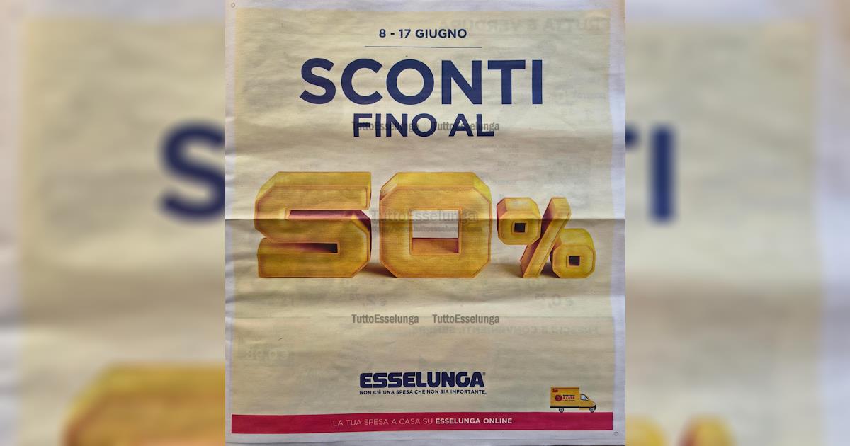 Copertina del volantino Esselunga dall’8 al 17 giugno 2026 con sconti fino al 50%