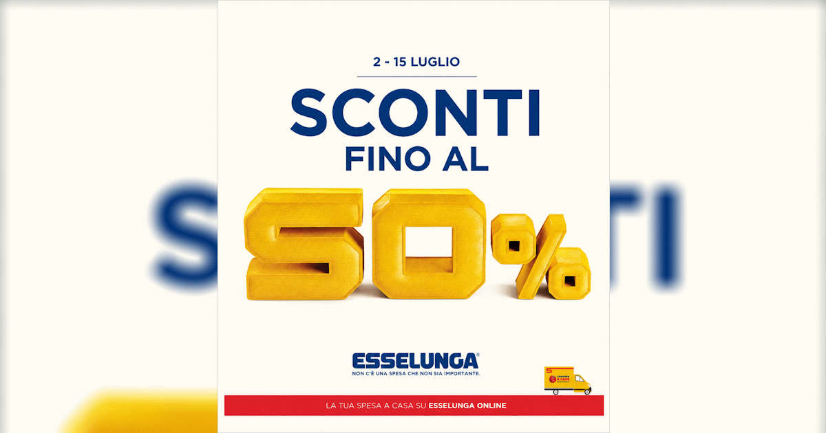 Copertina del volantino Esselunga dal 2 al 15 luglio 2026 con sconti fino al 50%