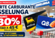 Carte carburante Esselunga ENI e Q8 con buono spesa del 30% fino a 45 euro, promozione dal 19 ottobre al 15 novembre 2026.