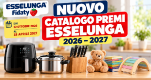 Nuovo Catalogo Premi Esselunga Fìdaty 2026-2027, valido dal 12 ottobre 2026 al 18 aprile 2027, con premi per cucina e bambini