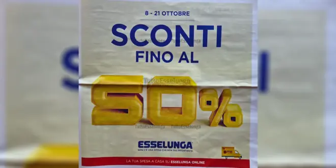 Copertina del volantino Esselunga dall’8 al 21 ottobre 2026 con sconti fino al 50%